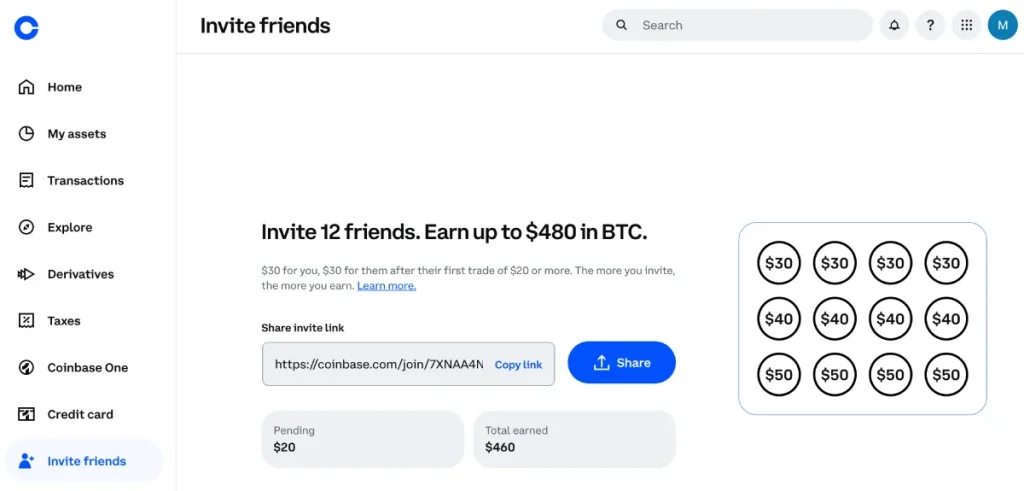 coinbase referral program earnings