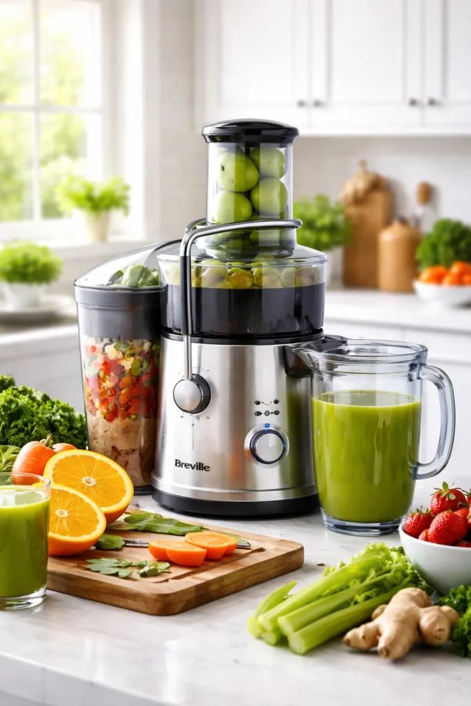 breville juicer making vegetable juice