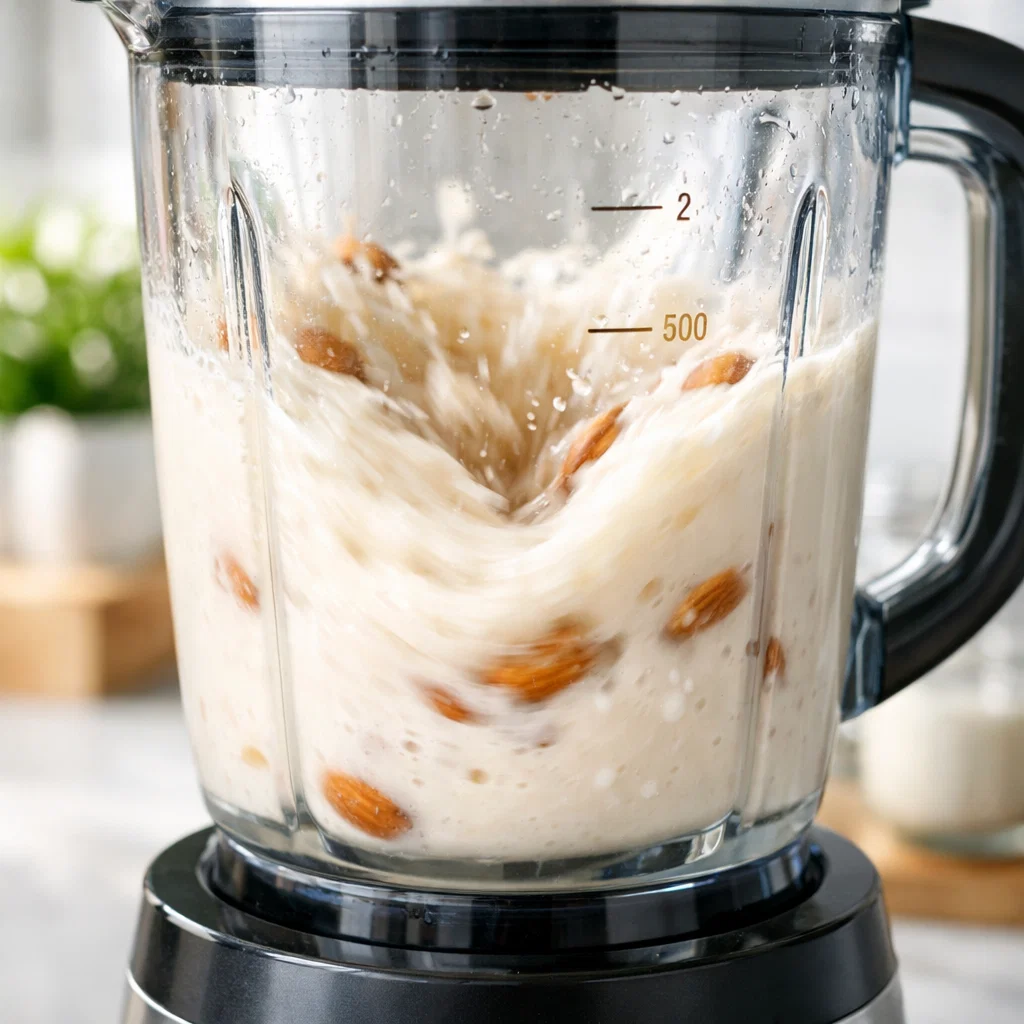 blending almonds in water