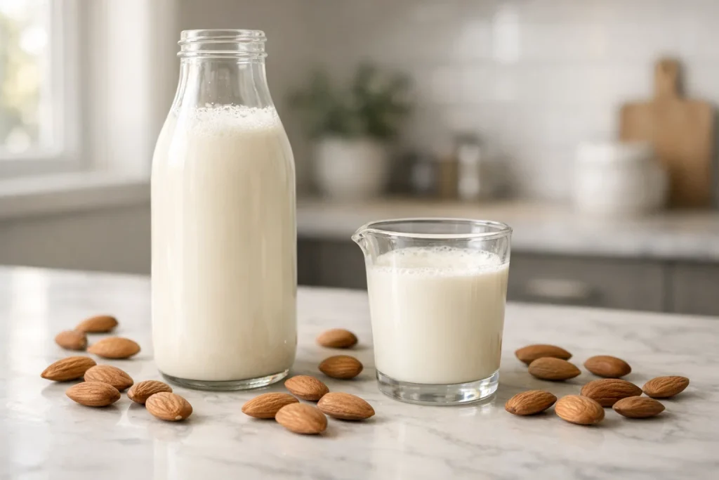 homemade almond milk made