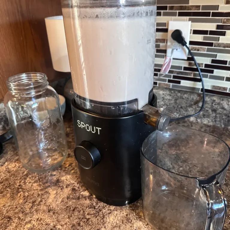 first minute of blending the ingredients to make nut milk