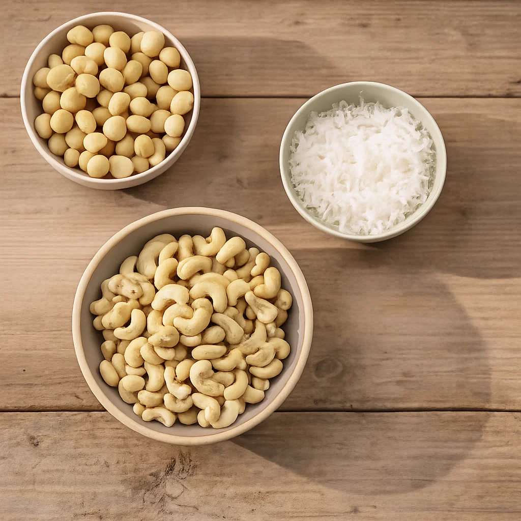 macadamia cashews and coconut