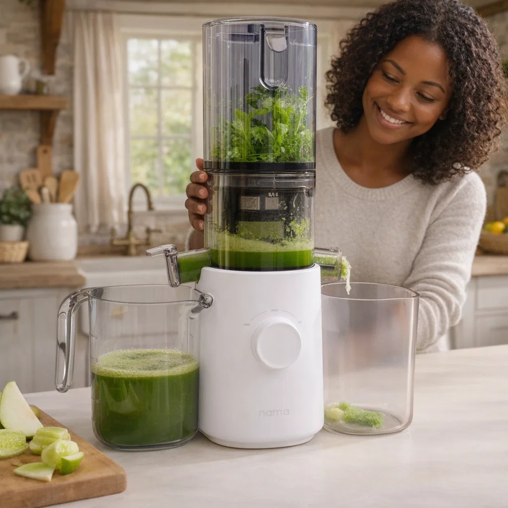 nama j3 juicer being used by woman