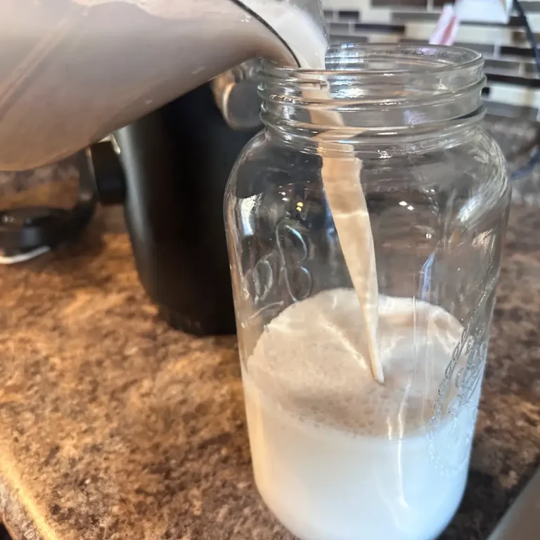 storing freshly made nut milk in air tight container